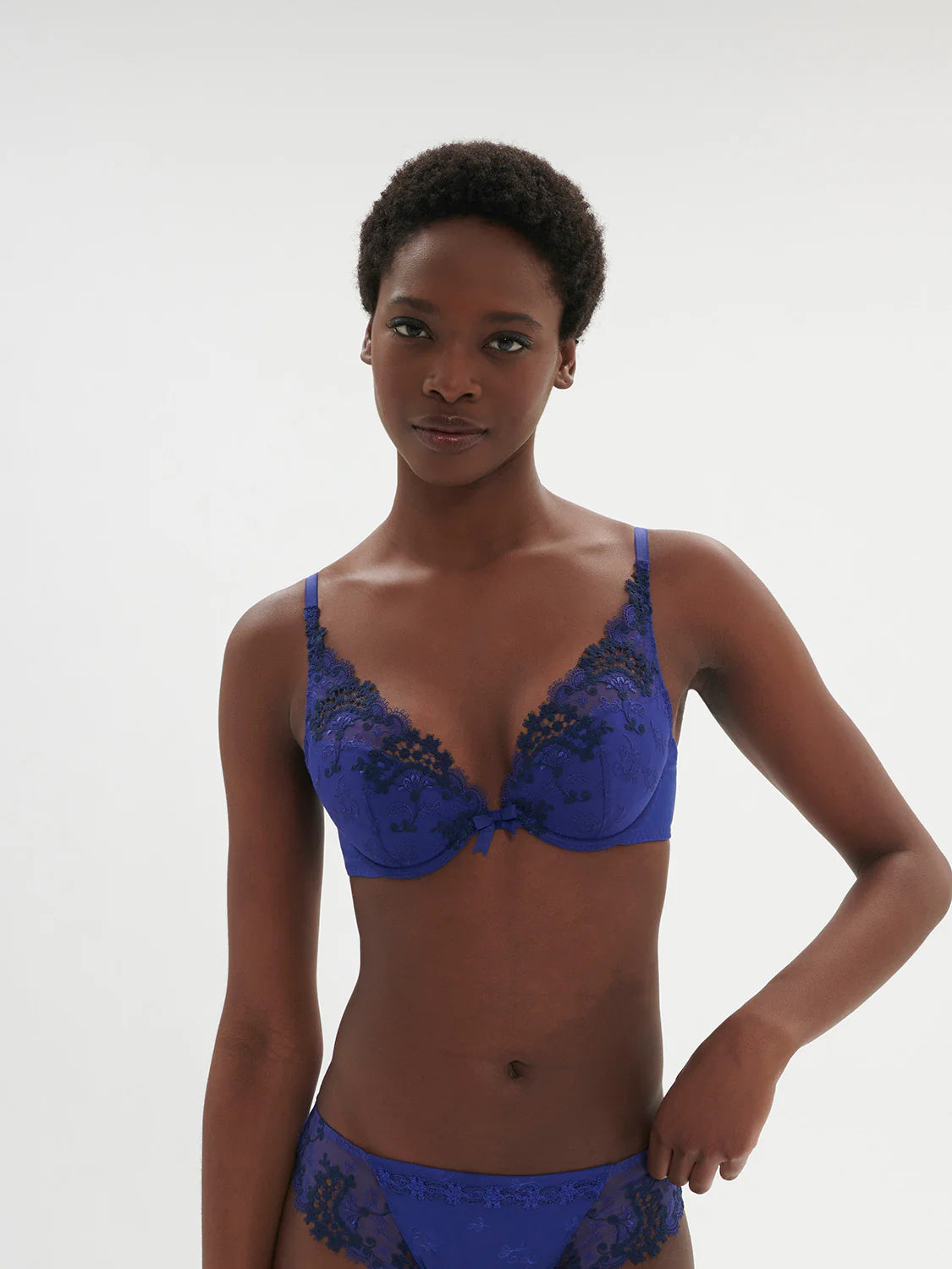 Wish Push Up Bra With Embroidery In Electric Blue - Simone Perele Full Coverage Bralette