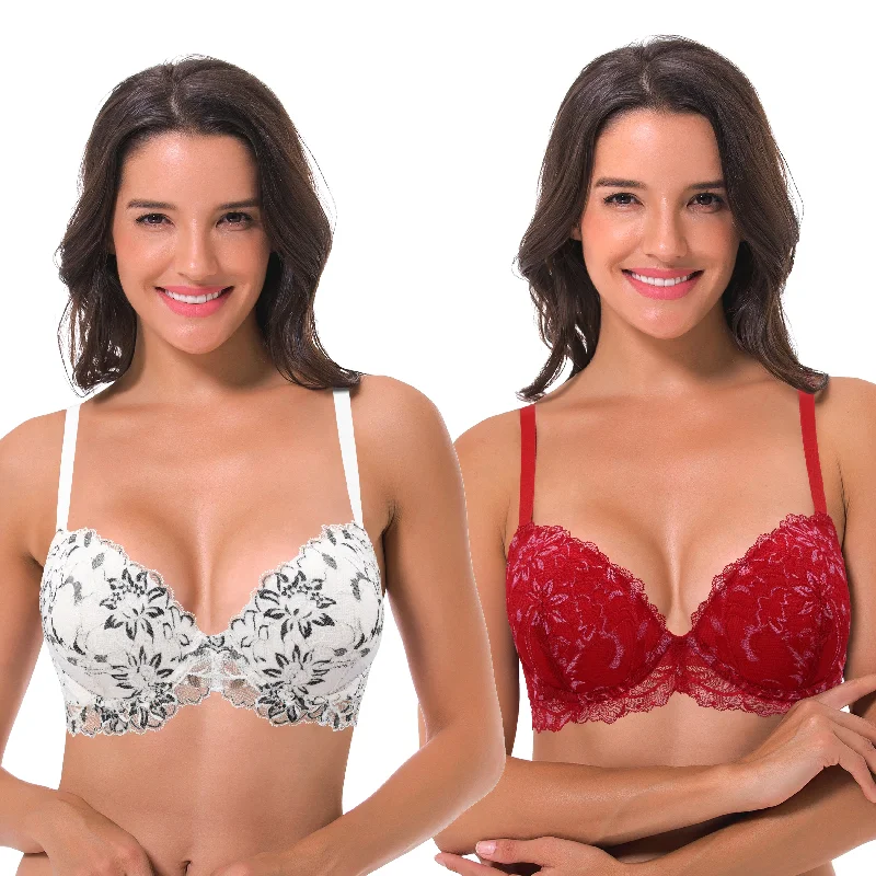 Women's Underwire Plus Size Push Up Add 1 and a Half Cup Lace Bras Contour Bra Style Women's Underwire Plus Size Push Up Add 1 and a Half Cup Lace Bras Contour Bra Style