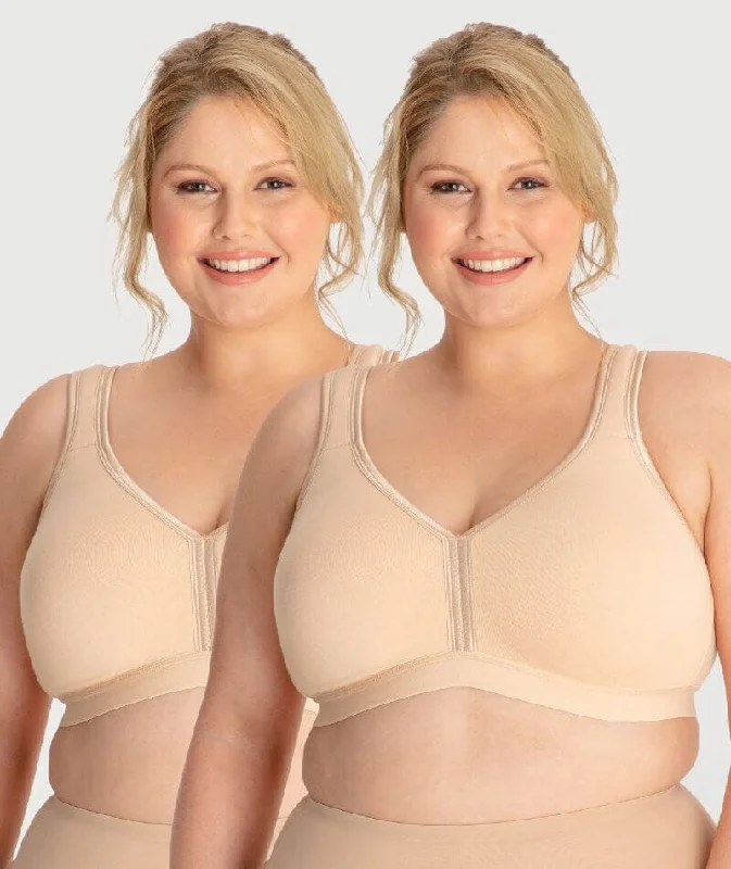 Ava & Audrey Faye Cotton Wire-free Support Bra 2 Pack - Frappe Breathable Wireless Bra Ava & Audrey Faye Cotton Wire-free Support Bra 2 Pack - Frappe Breathable Wireless Bra