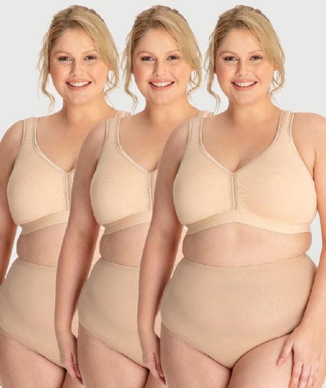 Ava & Audrey Faye Cotton Wire-free Support Bra 3 Pack - Frappe Comfortable Lounge Bra Ava & Audrey Faye Cotton Wire-free Support Bra 3 Pack - Frappe Comfortable Lounge Bra