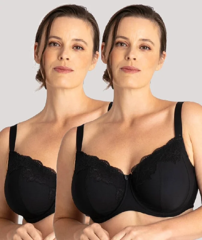 Ava & Audrey Jacqueline Full Cup Underwired Bra 2 Pack - Black Seamless Push-Up Bra