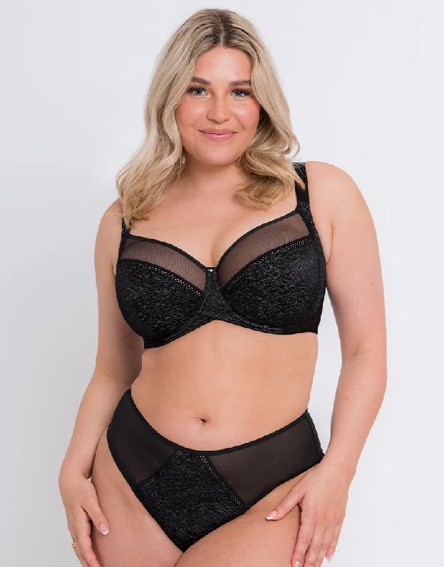 Curvy Kate Amaze Balcony Side Support Bra Black High-Cut Bra Design