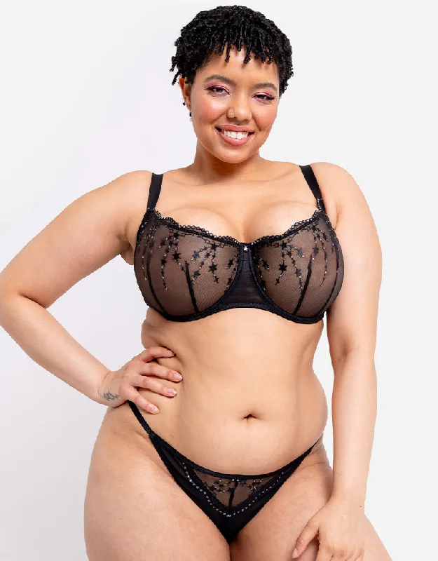 Curvy Kate Stardust Balcony Bra Black Sparkle Ultra-Light Bra