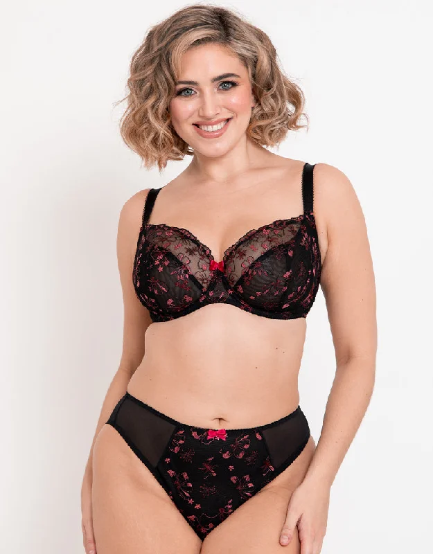 Flirtelle Rosie Balcony Bra Black/Pink Full Coverage Bra