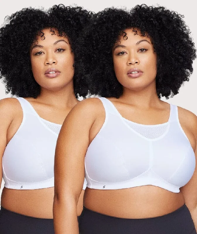 Glamorise No-Bounce Camisole Wire-Free Sports Bra 2 Pack - White Adjustable Fit Bra