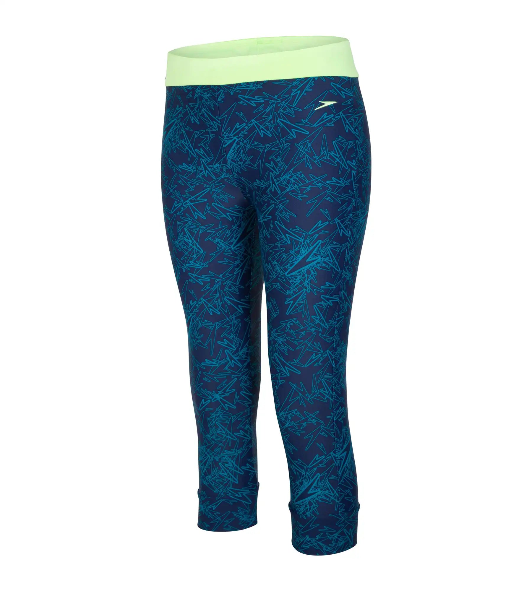 Women's Endurance 10 Boom Splice Printed Swim Capri - Navy & Nordic Teal Tie-Back Swimwear