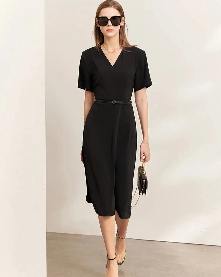 Minimalism Sleeves A-Line Midi Dress Comfortable Sleeveless Midi Dress