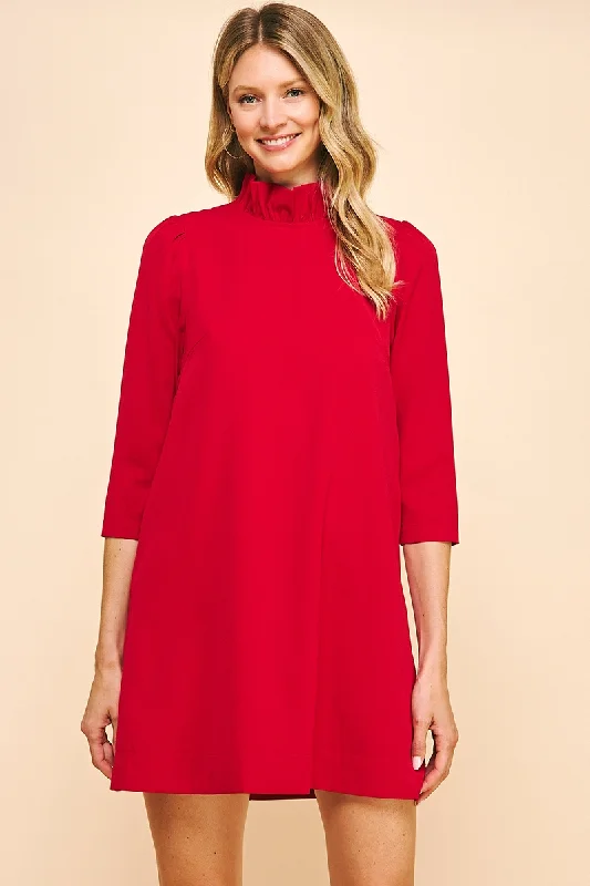 Elegant Night Back Neck Tie Mini Dress - Red Fashionable Polka Dot Mini Dress