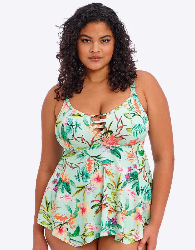 Elomi Sunshine Cove Non Wired Tankini Top Aqua Print Halter Neck Swimsuit