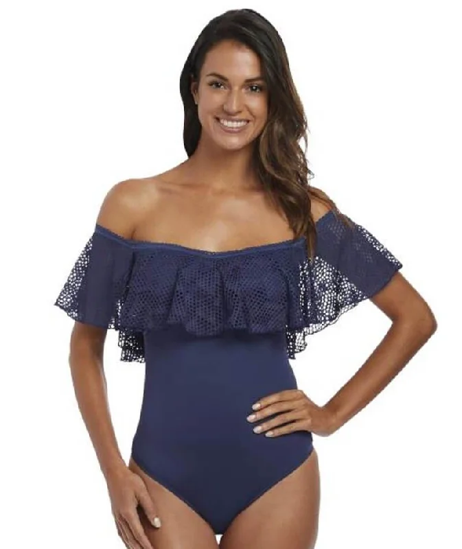 Fantasie Swim Marseille Underwire Bardot Full Piece Suit - Twilight Elegant Swim Dress