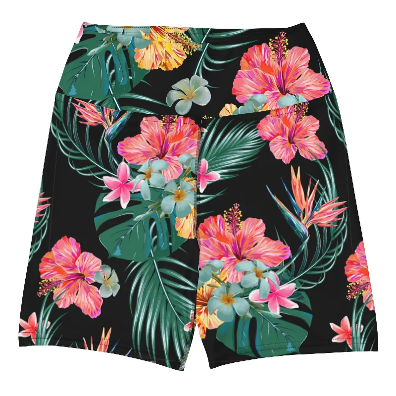 5" Swim Shorts UV High-Rise Swim SUP Paddleboard Shorts - Hawaiian Botanical Button-Front Swimsuit