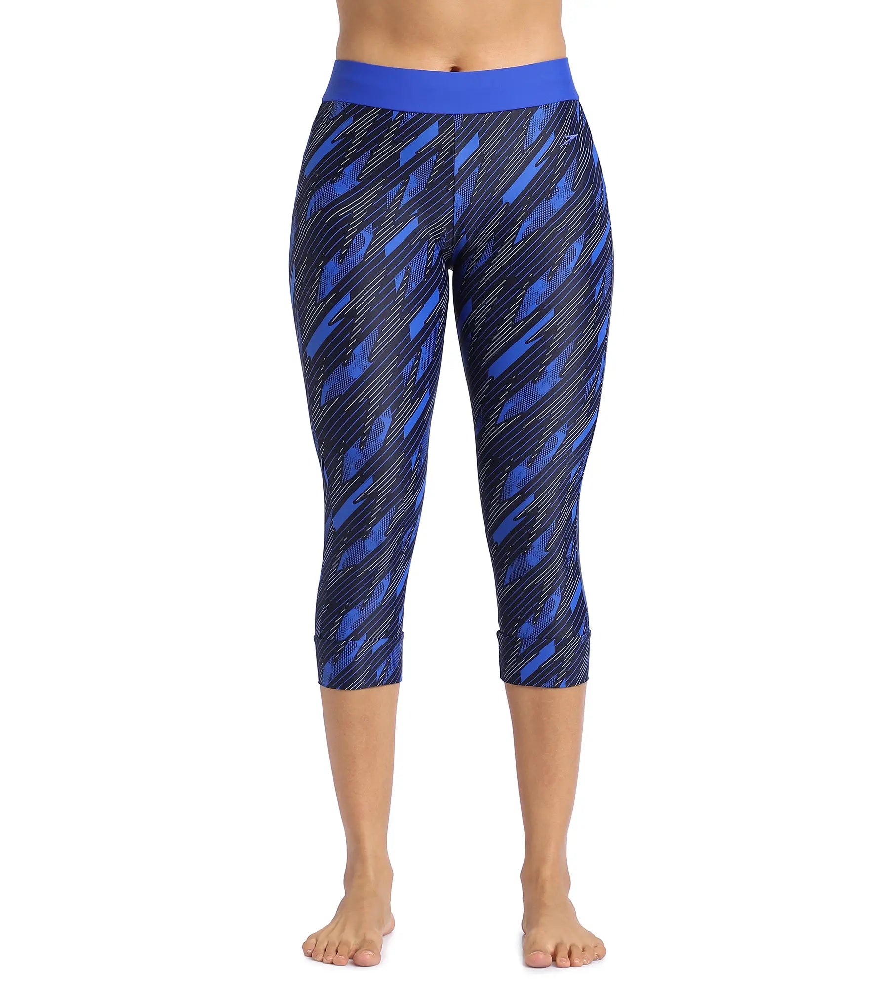 Women's Endurance 10 Hyperboom Contrast Swim Capri - True Navy & True Cobalt Classic Monokini Design