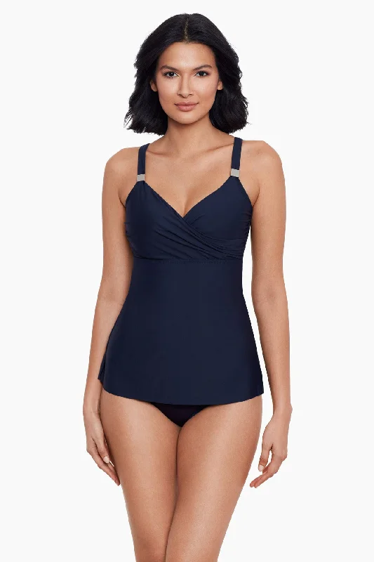 Surplice Underwire Tankini Top D-DDD Cups Halter Neck Swimsuit