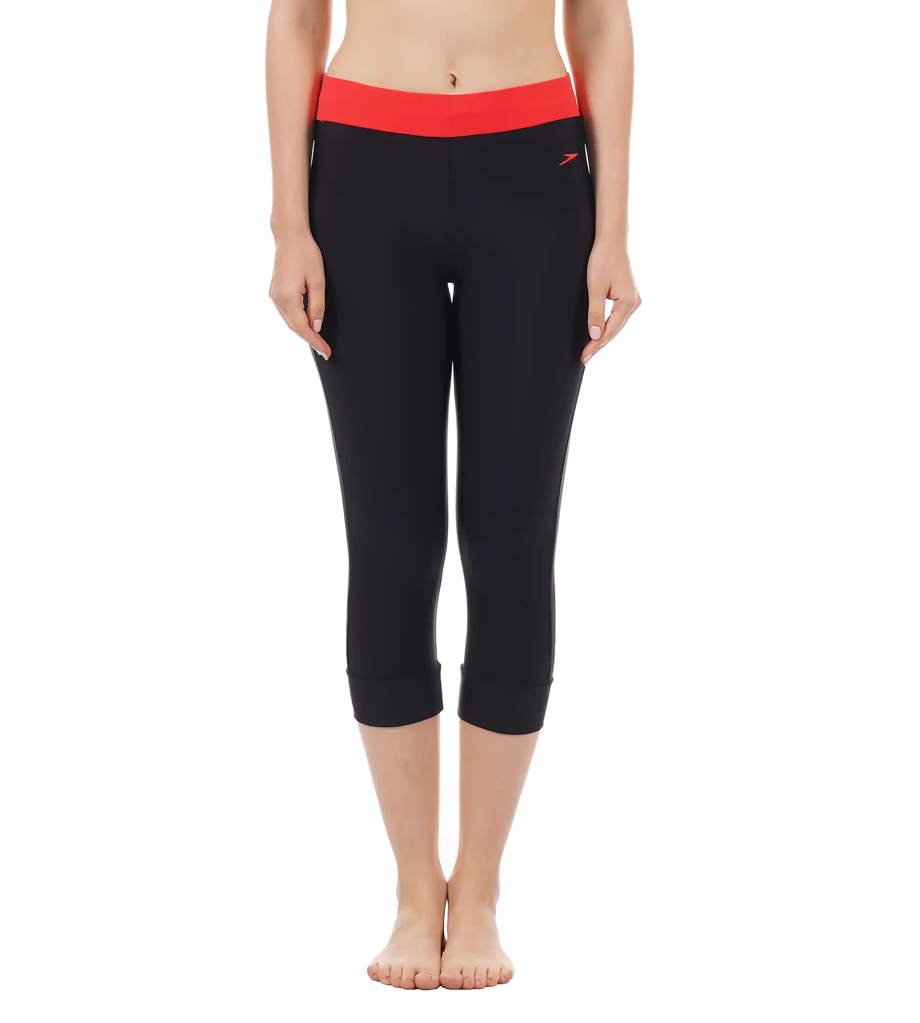 Women's Endurance 10 Contrast Swim Capri - Black & Lava Red Plus-Size Bikini Set