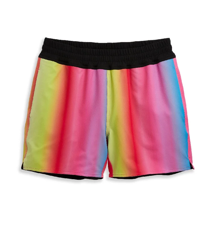 Swim 5" Reversible Board Short - Melting Rainbow Deep-V Swimsuit Design