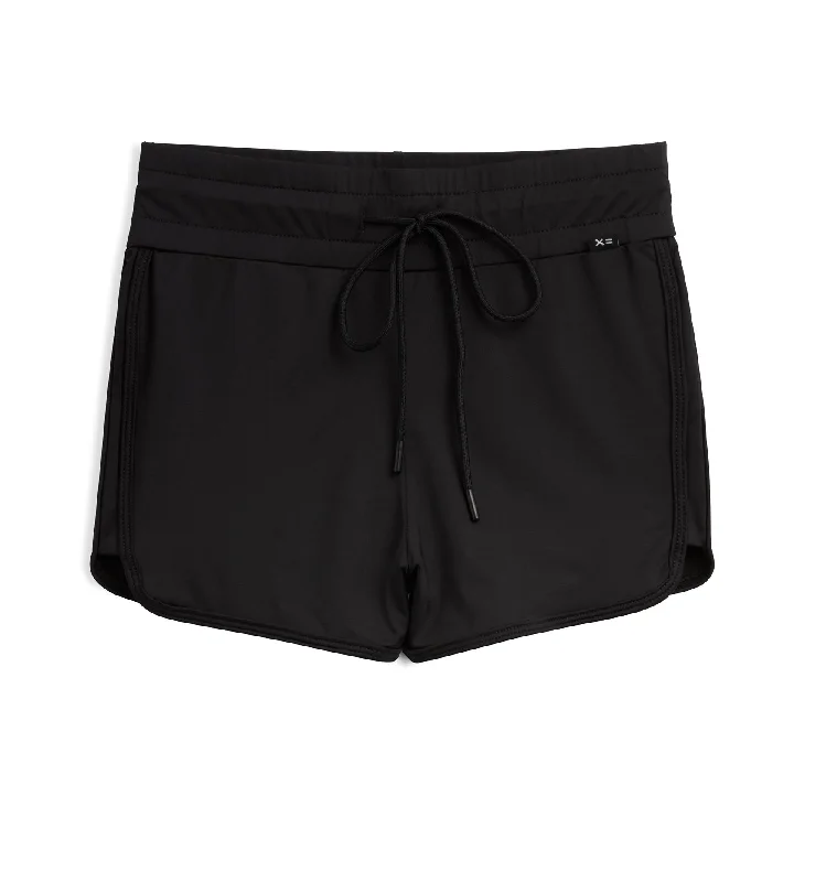 Swim High Waisted Boy Short - Black Ruched Swimwear Set