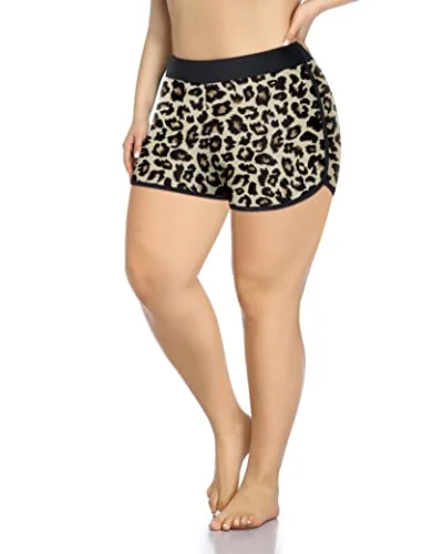 Lightweight & Breathable Swim Board Shorts Plus Size Swim Shorts-Leopard Monokini Swimsuit Design