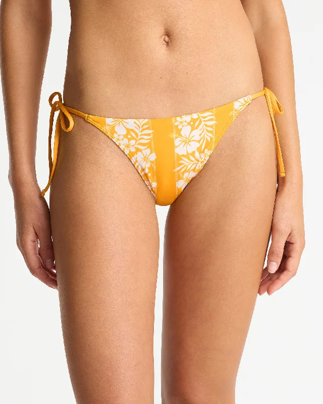 Womens - Swim Bottom - Poseidon Tie Side Swim Pant - Hibiscus Stripe Daffodil Sleek Racerback Swimsuit