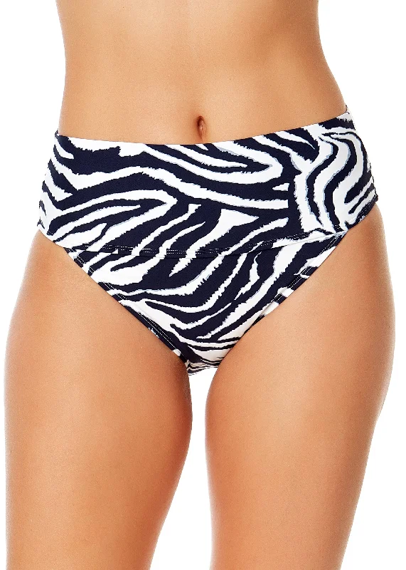 Women's Zebra Shadow Soft Band High Waist Swim Bottom Sexy Swimwear Set