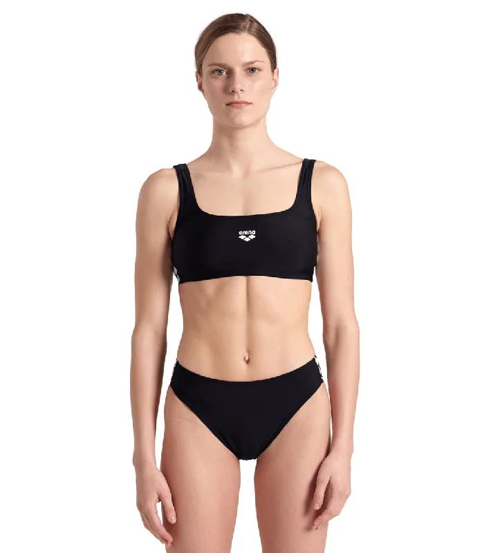 Arena Women's Icons Solid Bralette Two Piece Swimsuit Set Black/White Classic One-Piece Arena Women's Icons Solid Bralette Two Piece Swimsuit Set Black/White Classic One-Piece