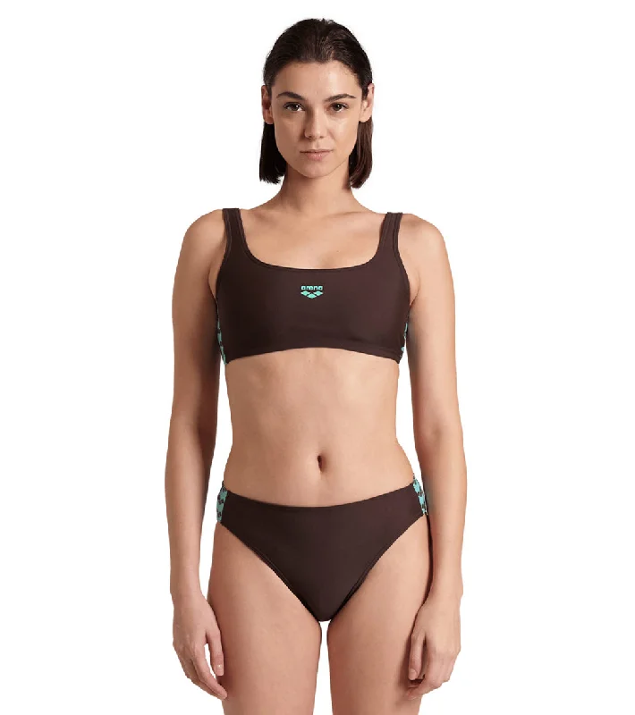 Arena Women's Icons Solid Bralette Two Piece Swimsuit Set Sepia/Water Mesh Detail Bikini Arena Women's Icons Solid Bralette Two Piece Swimsuit Set Sepia/Water Mesh Detail Bikini