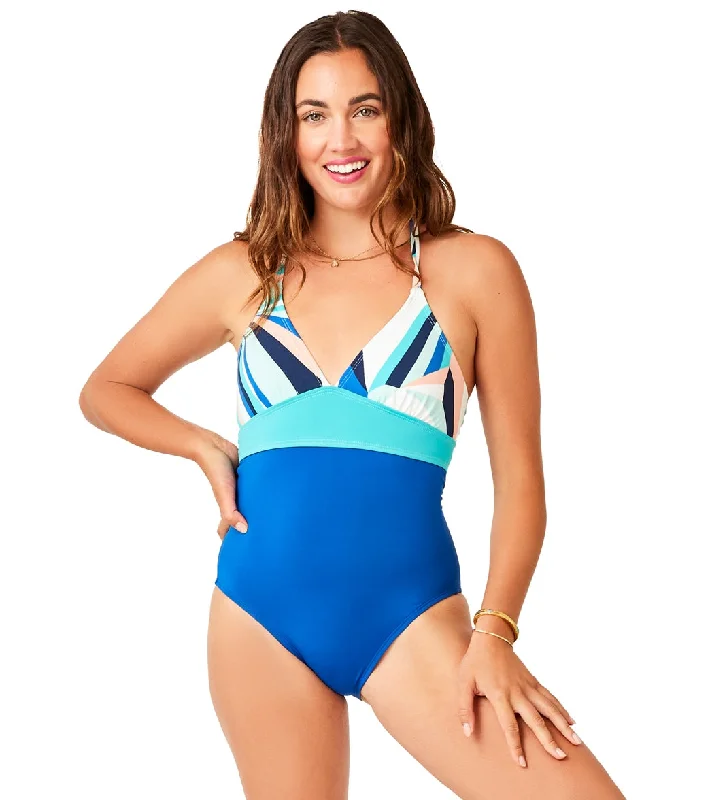 Carve Designs Dahlia One Piece Swimsuit Kaleidoscope w. Royal Blue Mesh Swimsuit Top Carve Designs Dahlia One Piece Swimsuit Kaleidoscope w. Royal Blue Mesh Swimsuit Top
