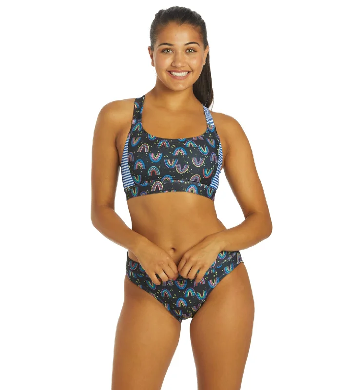 Dolfin Uglies Women's Asymmetrical Two Piece Work Out Swimsuit Be Happy Floral Print Swimsuit Dolfin Uglies Women's Asymmetrical Two Piece Work Out Swimsuit Be Happy Floral Print Swimsuit