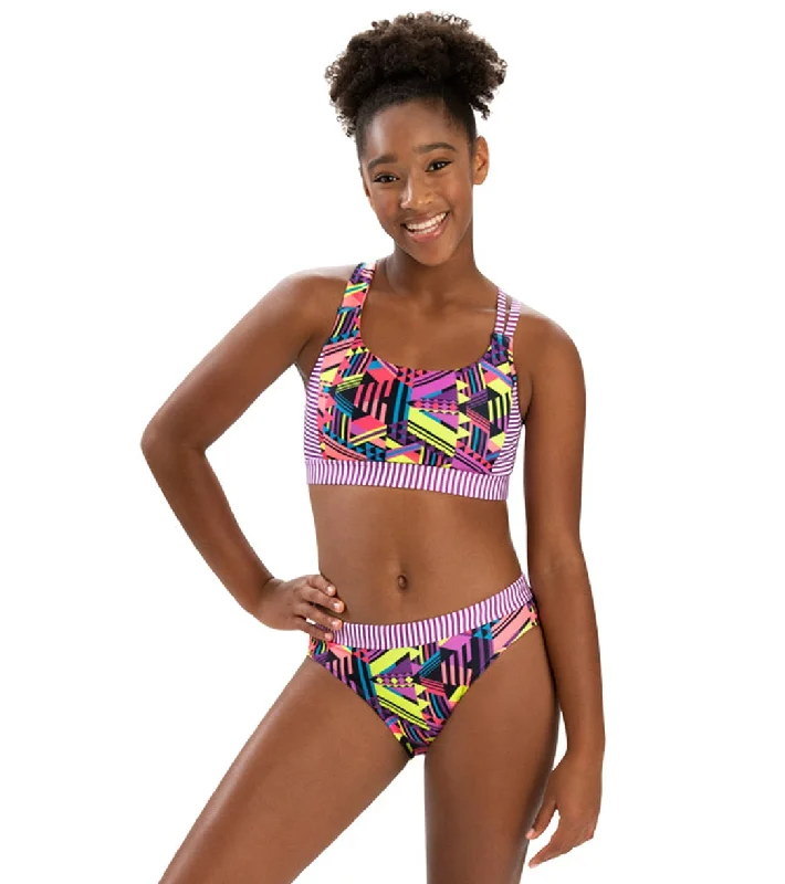 Dolfin Uglies Women's Asymmetrical Two Piece Work Out Swimsuit Intergalactic Mesh Panel Swimwear Dolfin Uglies Women's Asymmetrical Two Piece Work Out Swimsuit Intergalactic Mesh Panel Swimwear
