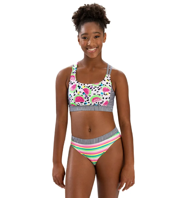 Dolfin Uglies Women's Asymmetrical Two Piece Work Out Swimsuit Tutti-Frutti Color-Block Bikini Dolfin Uglies Women's Asymmetrical Two Piece Work Out Swimsuit Tutti-Frutti Color-Block Bikini