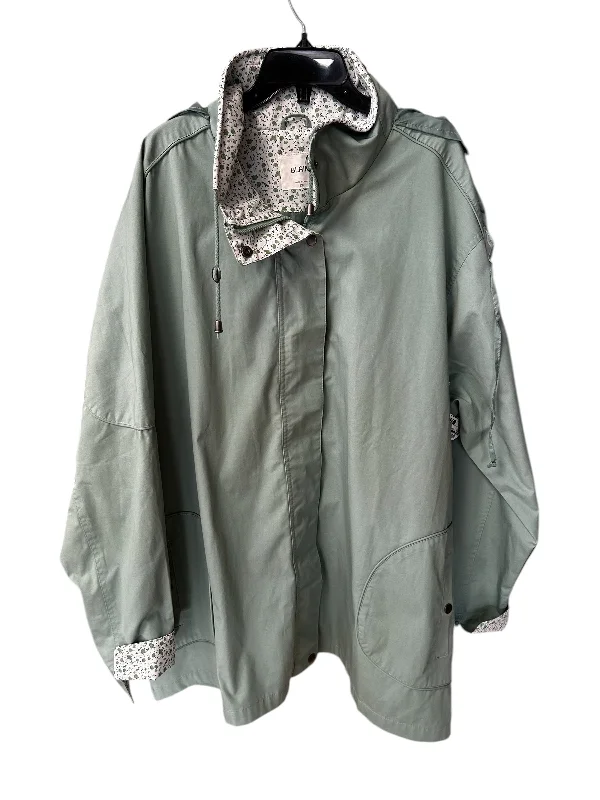 Jacket Windbreaker By Blair In Green, Size: 3x Wool Fabric Cashmere Fabric Tweed Fabric