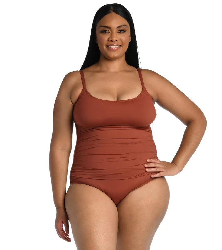 La Blanca Plus Size Island Goddess Lingerie One Piece Swimsuit Cinnamon Floral Bikini Top La Blanca Plus Size Island Goddess Lingerie One Piece Swimsuit Cinnamon Floral Bikini Top