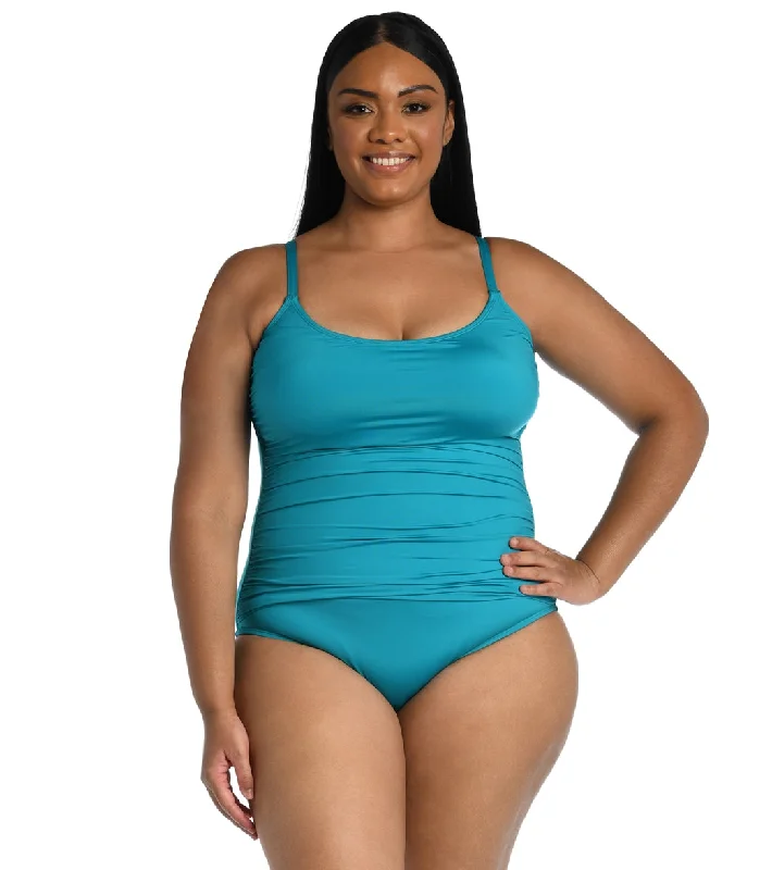 La Blanca Plus Size Island Goddess Lingerie One Piece Swimsuit Turquoise Strappy Back Bikini La Blanca Plus Size Island Goddess Lingerie One Piece Swimsuit Turquoise Strappy Back Bikini