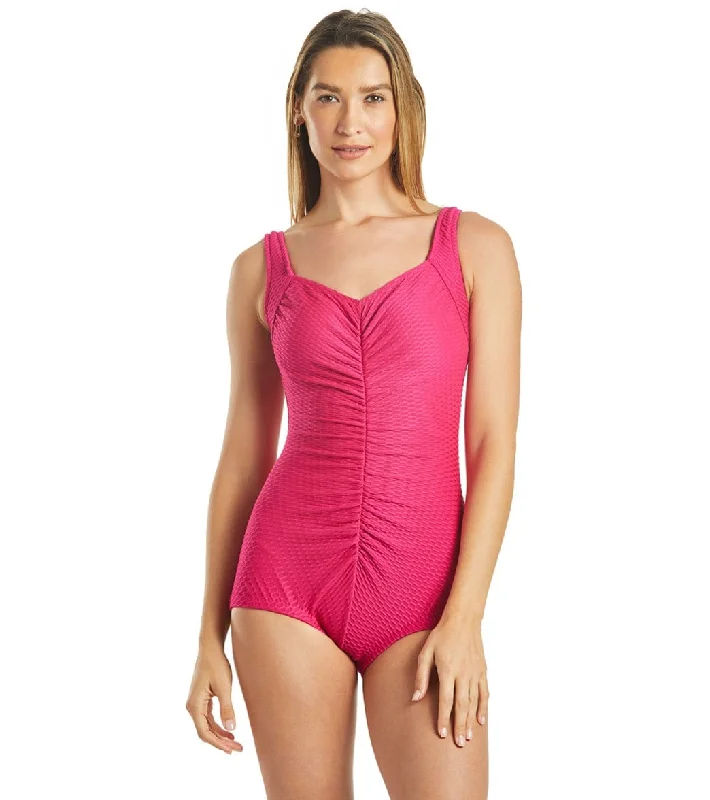 Maxine Chlorine Resistant Textured Shirred Girl Leg One Piece Swimsuit Shiny One-Piece Swimsuit Maxine Chlorine Resistant Textured Shirred Girl Leg One Piece Swimsuit Shiny One-Piece Swimsuit