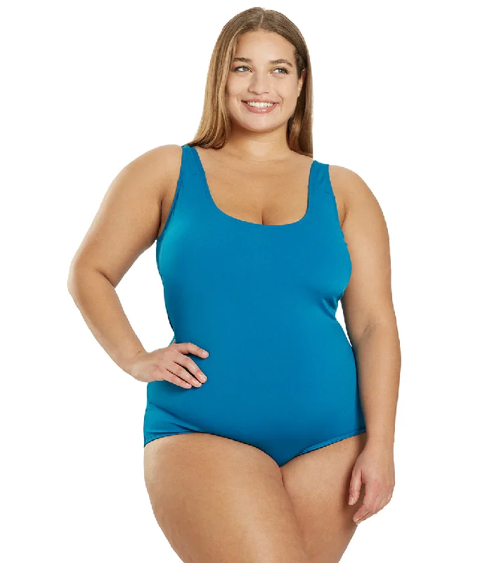 Sporti Plus Size HydroLast Chlorine Resistant Moderate Scoop Back One Piece Swimsuit Twilight Blue Retro-Inspired Bikini Set Sporti Plus Size HydroLast Chlorine Resistant Moderate Scoop Back One Piece Swimsuit Twilight Blue Retro-Inspired Bikini Set