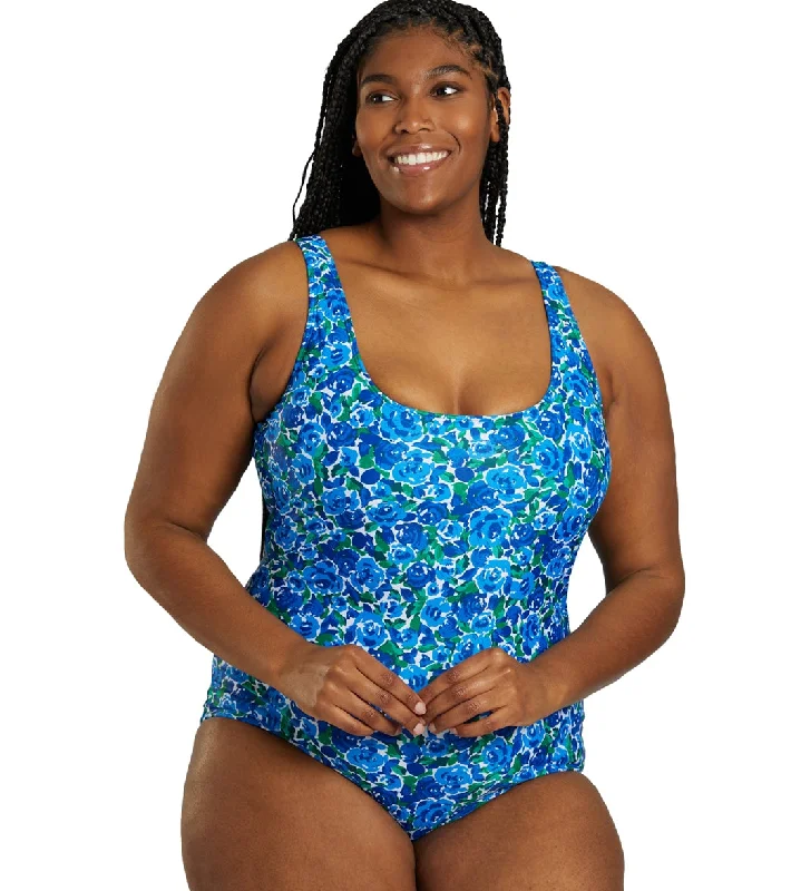 Sporti Plus Size HydroLast Spring Garden Chlorine Resistant Moderate Scoop Back One Piece Swimsuit Mesh Detail Bikini Sporti Plus Size HydroLast Spring Garden Chlorine Resistant Moderate Scoop Back One Piece Swimsuit Mesh Detail Bikini