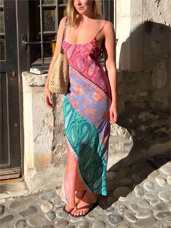 Sexy U-Neck Backless Bosnian Graceful Print Suspender Maxi Dress Trendy Floral Print Maxi Dress Sexy U-Neck Backless Bosnian Graceful Print Suspender Maxi Dress Trendy Floral Print Maxi Dress