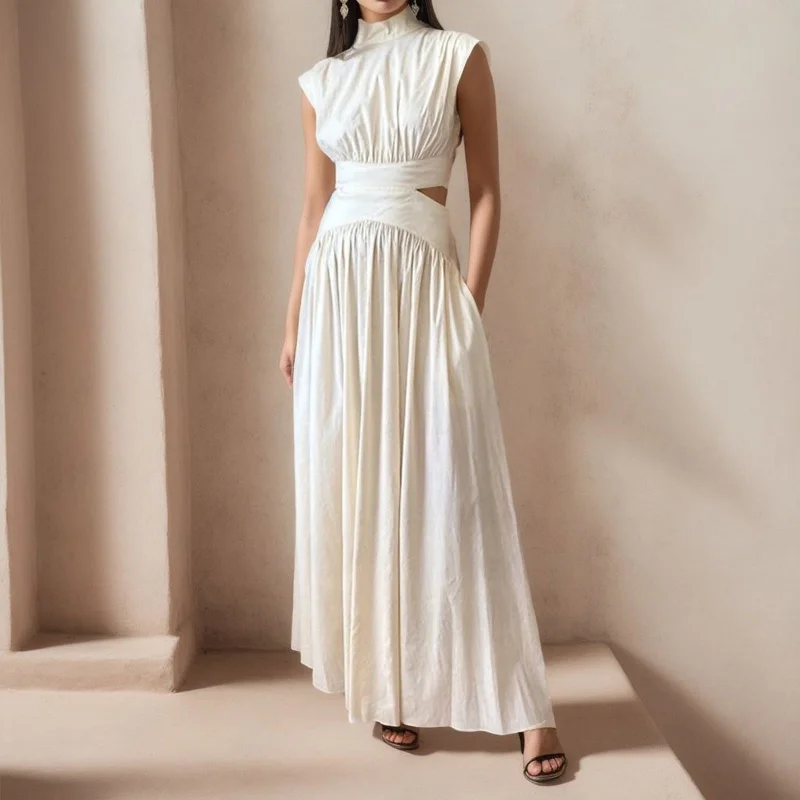 Elegant Sleeveless Hollow Out Maxi Dress Cozy Maxi Dress with Slit
