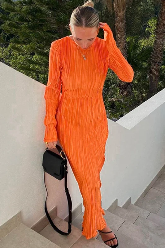 TastyHottie - Solid Color Crew Neck Pleated Maxi Dress Comfortable T-Shirt Maxi Dress TastyHottie - Solid Color Crew Neck Pleated Maxi Dress Comfortable T-Shirt Maxi Dress