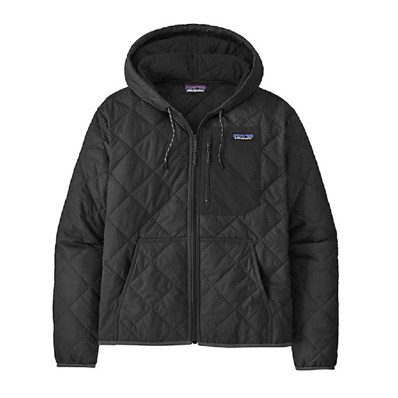 Patagonia Women's Black Diamond Quilted Bomber Hoody Hoodie with Hem Contrast Bold Stylish