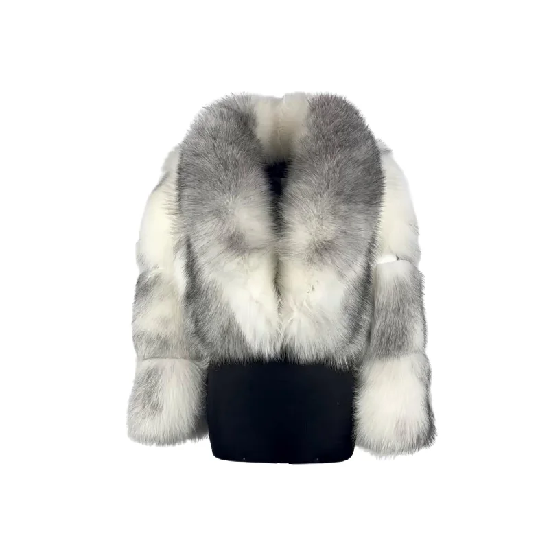 Women's Cropped Cross Fox Fur Jacket Style # 6001 Cotton Fabric Linen Fabric Terry Fabric Women's Cropped Cross Fox Fur Jacket Style # 6001 Cotton Fabric Linen Fabric Terry Fabric