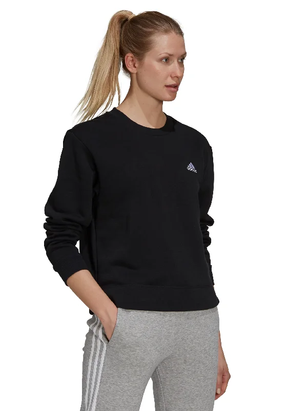 Adidas Womens Essentials Small Logo Fleece Cropped Sweatshirt <br> GS1365 Hoodie with Slit Hem Functional Movement Adidas Womens Essentials Small Logo Fleece Cropped Sweatshirt <br> GS1365 Hoodie with Slit Hem Functional Movement
