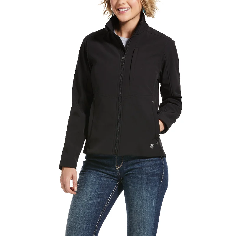 ARIAT LADIES BLACK REAL AZTEC SOFTSHELL JACKET Front Pockets Side Pockets Patch Pockets ARIAT LADIES BLACK REAL AZTEC SOFTSHELL JACKET Front Pockets Side Pockets Patch Pockets