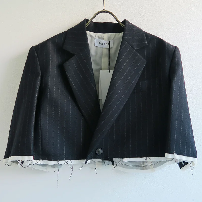 【BELPER/ベルパー】<br>DOUBLE BREASTED SHORT JACKET <br>2117-1124 Satin Jacket Silk Jacket Chiffon Jacket 【BELPER/ベルパー】<br>DOUBLE BREASTED SHORT JACKET <br>2117-1124 Satin Jacket Silk Jacket Chiffon Jacket
