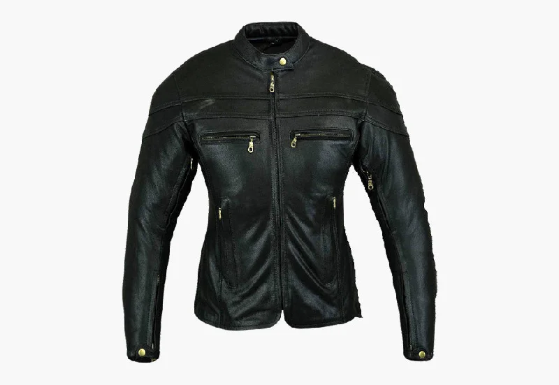 BGA Sturgis Women Leather Motorcycle Jacket Black Elasticated Jacket Padded Jacket Insulated Jacket BGA Sturgis Women Leather Motorcycle Jacket Black Elasticated Jacket Padded Jacket Insulated Jacket