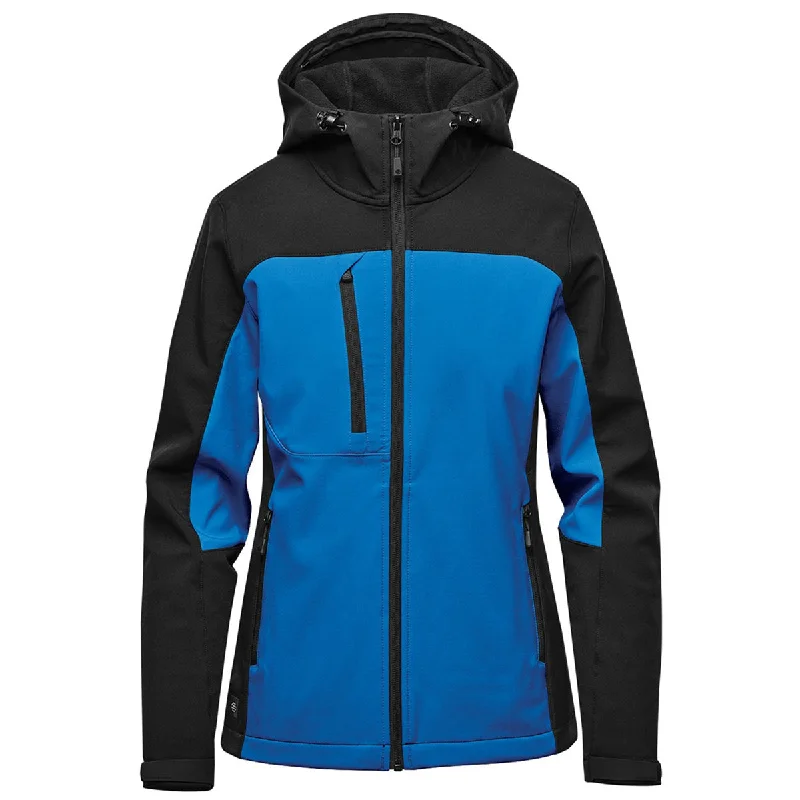 Stormtech Women's Azure Blue/Black Cascades Softshell Hoody Cotton Hoodie Fleece Lining Warmth Stormtech Women's Azure Blue/Black Cascades Softshell Hoody Cotton Hoodie Fleece Lining Warmth