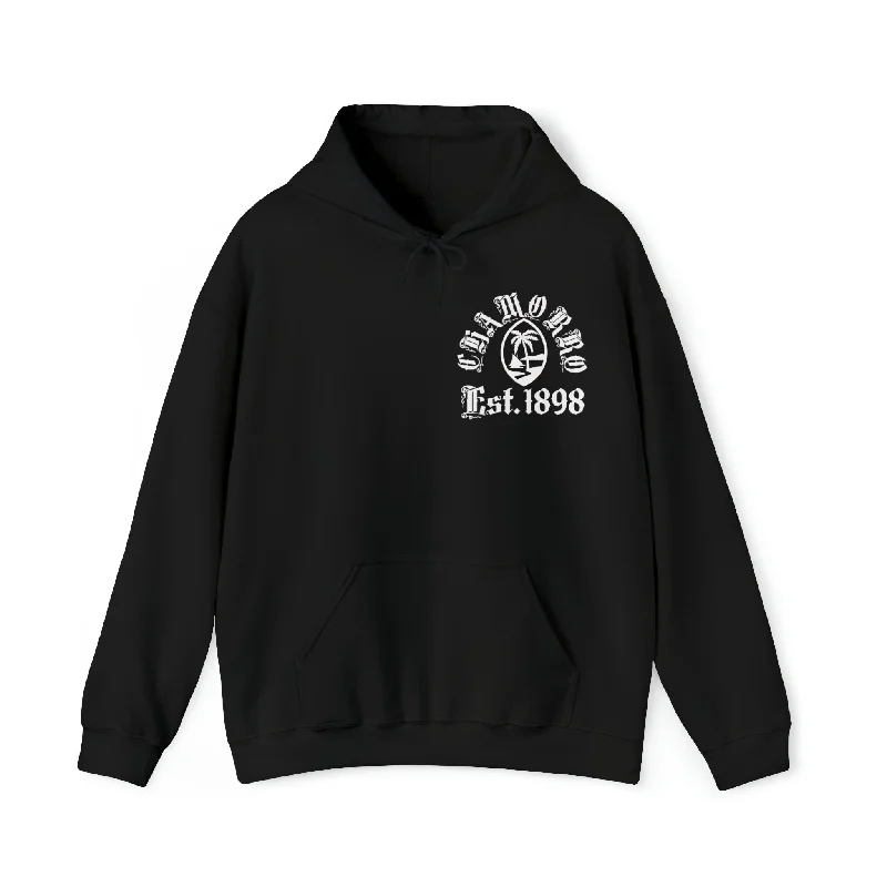 Chamorro Established Unisex Heavy Blend™ Hooded Sweatshirt Hoodie with Emblem Brand Identity Chamorro Established Unisex Heavy Blend™ Hooded Sweatshirt Hoodie with Emblem Brand Identity