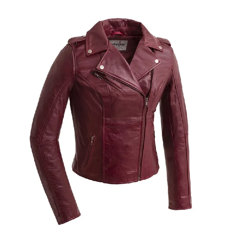 First Manufacturing Abigail Leather Jacket (Oxblood) Striped Jacket Polka Dot Jacket Floral Jacket First Manufacturing Abigail Leather Jacket (Oxblood) Striped Jacket Polka Dot Jacket Floral Jacket