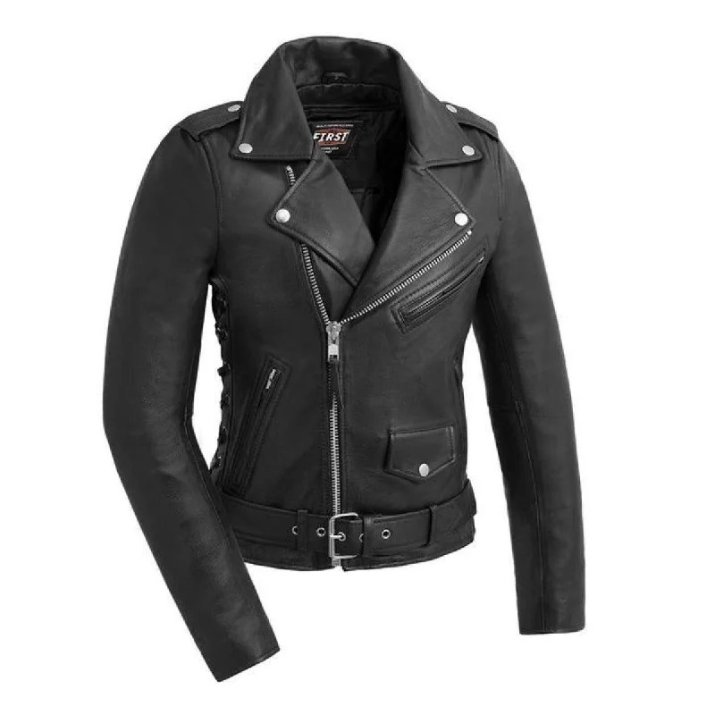First Manufacturing Popstar - Women's Motorcycle Leather Jacket Nylon Fabric Polyester Fabric Spandex Fabric First Manufacturing Popstar - Women's Motorcycle Leather Jacket Nylon Fabric Polyester Fabric Spandex Fabric