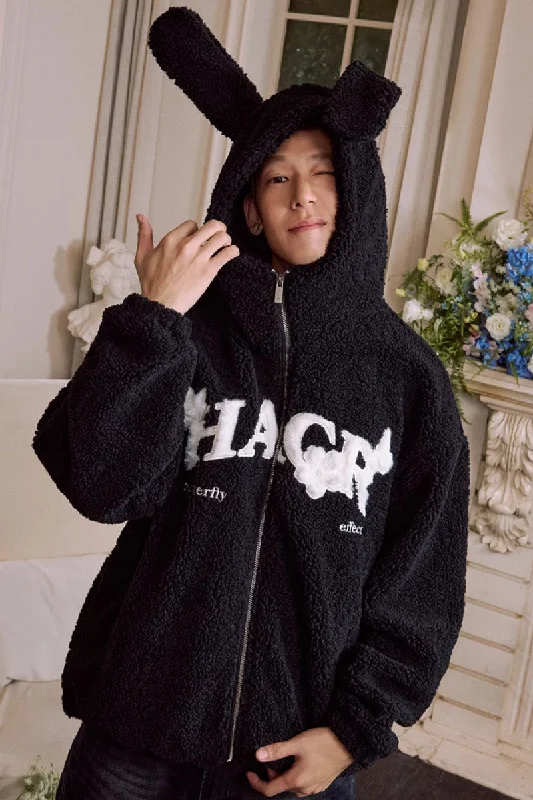 Furry Ears Butterfly Patch Sherpa Jacket Oversized Jacket Tailored Jacket Straight Jacket Furry Ears Butterfly Patch Sherpa Jacket Oversized Jacket Tailored Jacket Straight Jacket