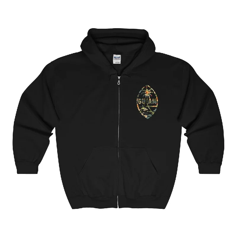 Guam Floral Unisex Heavy Blend™ Full Zip Hooded Sweatshirt Hoodie with Monochrome Minimalist Simple Guam Floral Unisex Heavy Blend™ Full Zip Hooded Sweatshirt Hoodie with Monochrome Minimalist Simple